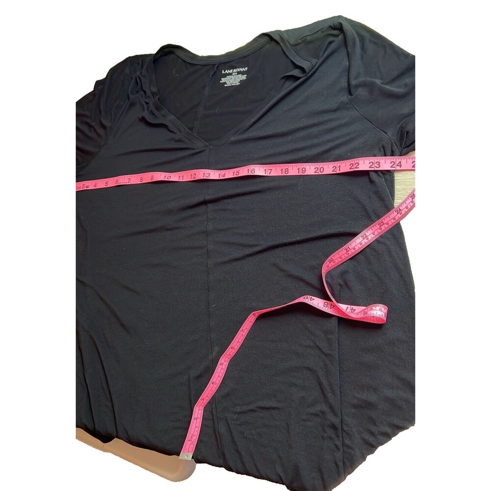 Lane Bryant - Women's 2X Blouse Black Stretch V Neck Tee Shirt - Picture 8 of 9